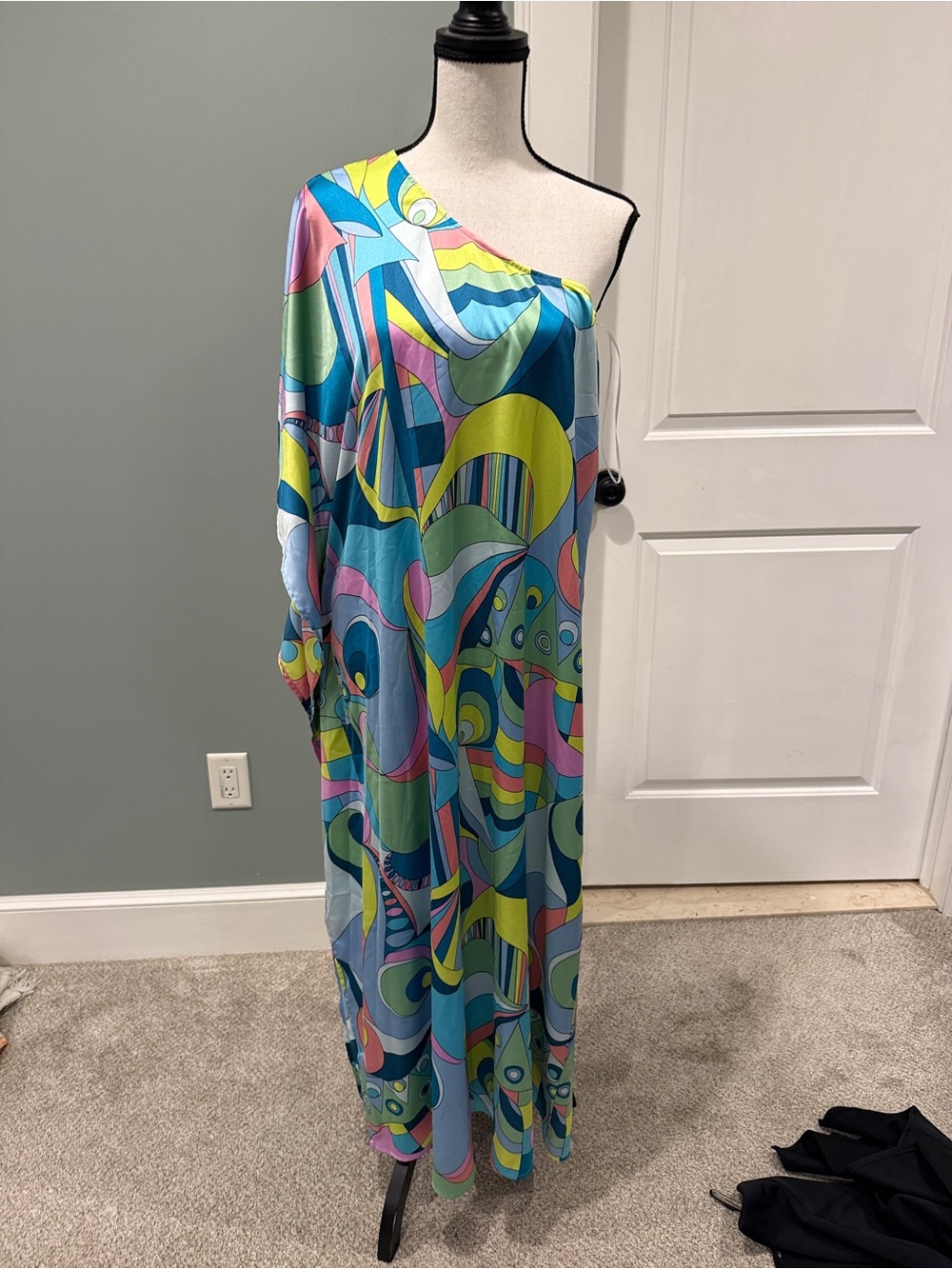 One shoulder satin show me your mumu geometric retro print dress - Picture 4 of 6